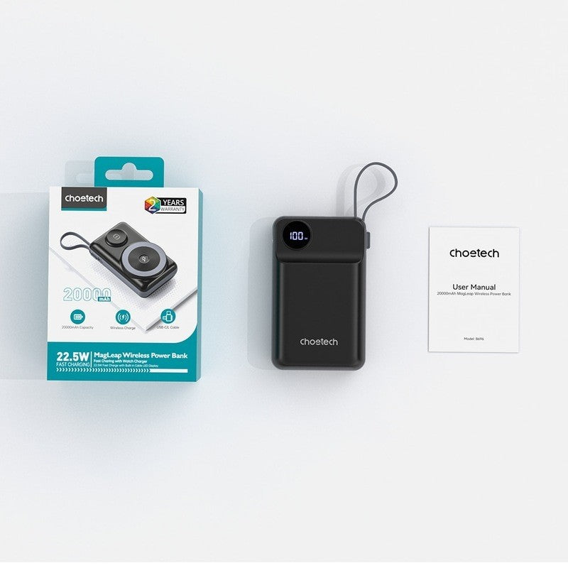 Išorinė baterija Power Bank Choetech B696 15W Magsafe 20000mAh juoda