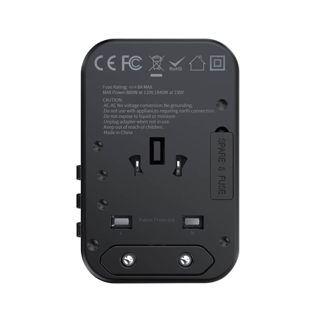 Universalus kelioninis įkroviklis Choetech PD5009 65W 2xUSB-C/USB-A juodas