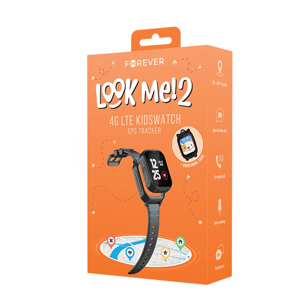 Išmanusis laikrodis vaikams Forever Smartwatch GPS WiFi 4G Kids Look Me KW-510 juodas
