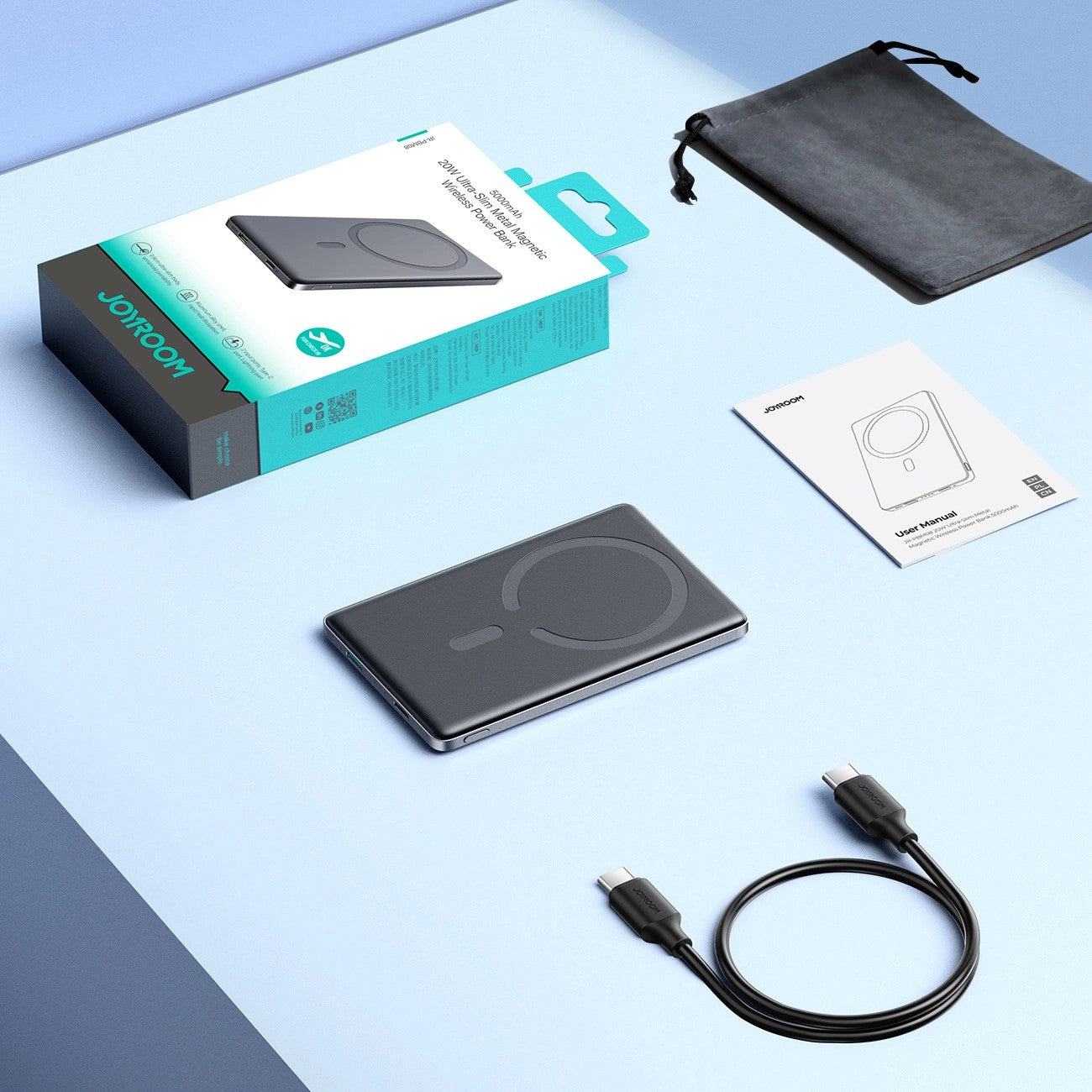 Išorinė baterija Power Bank Joyroom JR-PBM08 20W Magnetic Wireless 5000mAh Space Grey