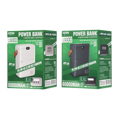 Išorinė baterija Power Bank Remax RPP-118 22.5W 80000mAh juoda