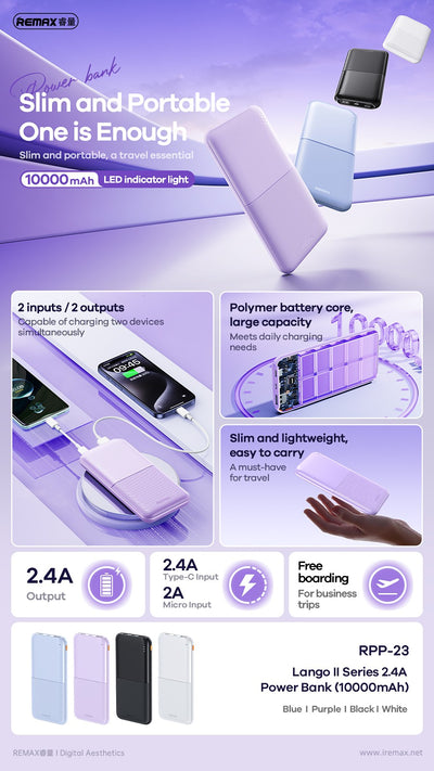 Išorinė baterija Power Bank Remax RPP-23 12W 10000mAh juoda