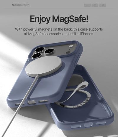 Dėklas Mercury Pure Magsafe Silicon Case Apple iPhone 17 Pro Max/18 Pro Max levandos pilka