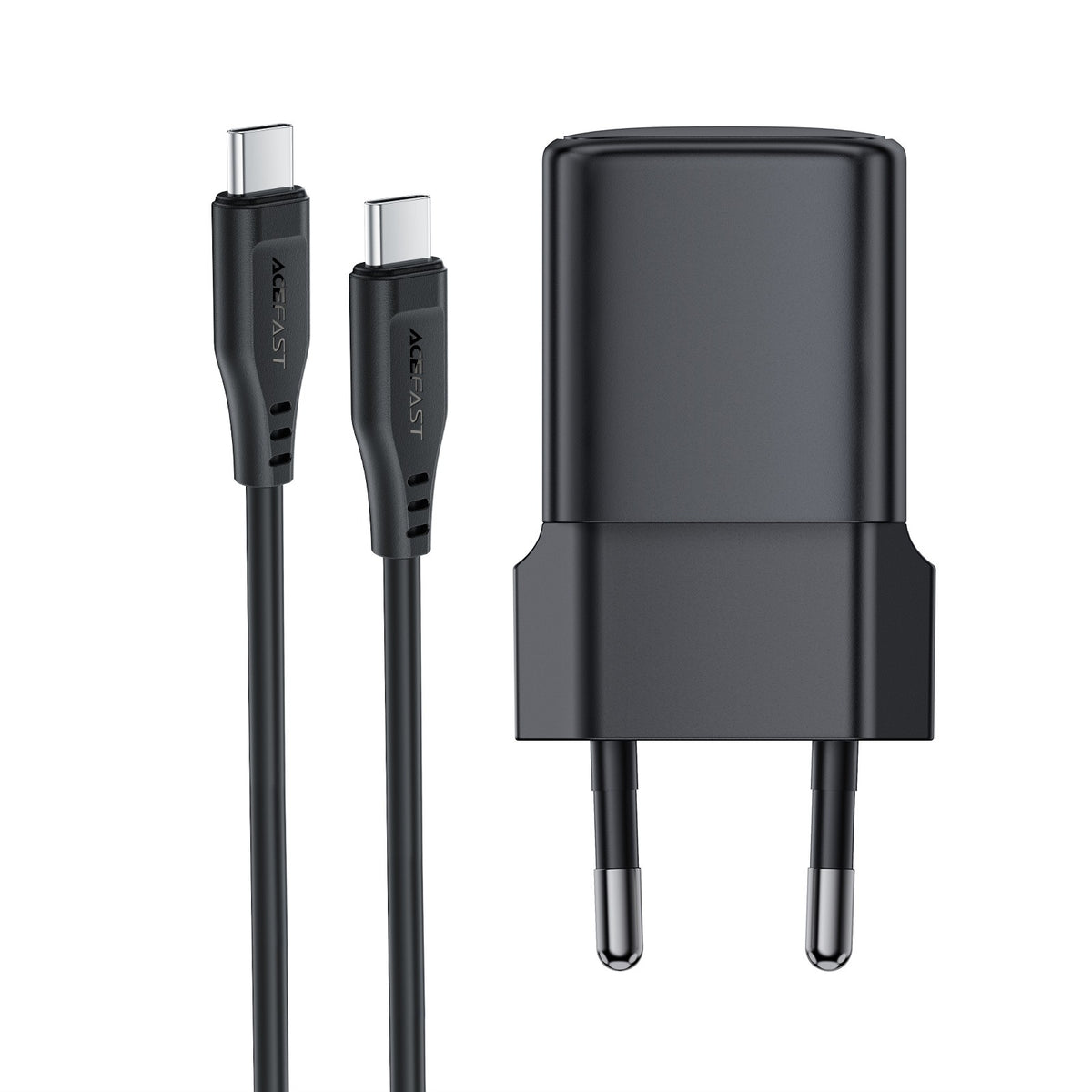 Įkroviklis Acefast A118 30W GaN USB-C + USB-C to USB-C cable 1.2m juodas