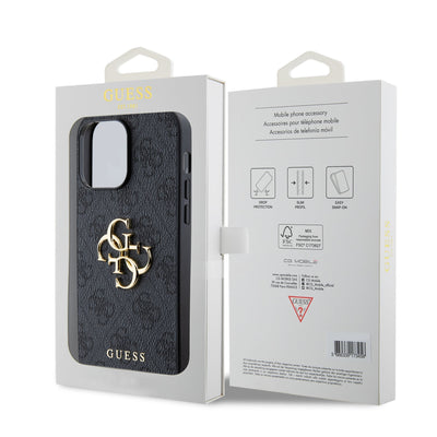 Dėklas Guess PU 4G Metal Logo Apple iPhone 14 Pro Max pilkas