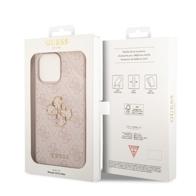 Dėklas Guess PU 4G Metal Logo Apple iPhone 14 Pro Max rožinis