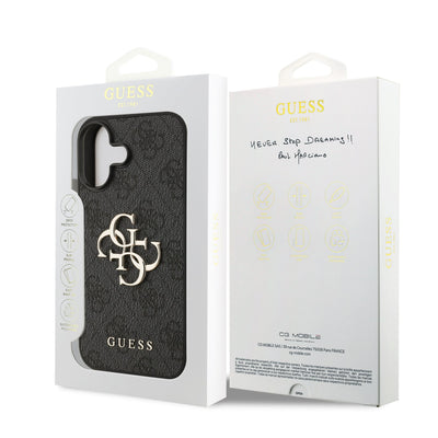 Dėklas Guess PU 4G Metal Logo Apple iPhone 17 pilkas