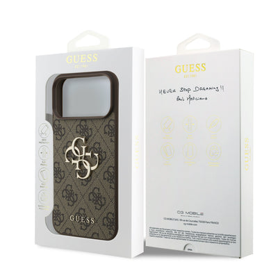 Dėklas Guess PU 4G Metal Logo Apple iPhone 17 Pro Max rudas