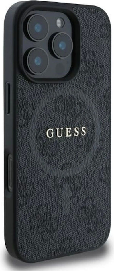 Dėklas Guess PU Leather 4G Colored Ring MagSafe Apple iPhone 16 Pro juodas