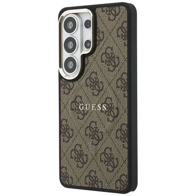 Dėklas Guess PU Leather 4G Gold Frame Magnetic Samsung S948 S26 Ultra rudas