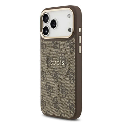 Dėklas Guess PU Leather 4G Gold Frame MagSafe Apple iPhone 17 Pro Max rudas