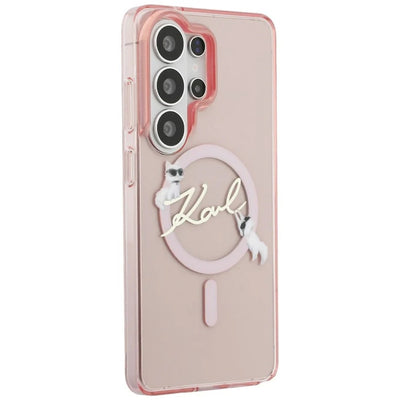 Dėklas Karl Lagerfeld IML Choupette Karl Script Logo Magnetic Samsung S948 S26 Ultra rožinis