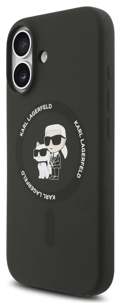 Dėklas Karl Lagerfeld Liquid Silicone Karl and Choupette MagSafe Apple iPhone 17 juodas