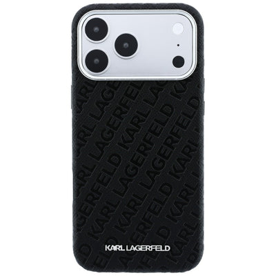 Dėklas Karl Lagerfeld PU Grained Allover Semi Wrap MagSafe Apple iPhone 18 Pro juodas