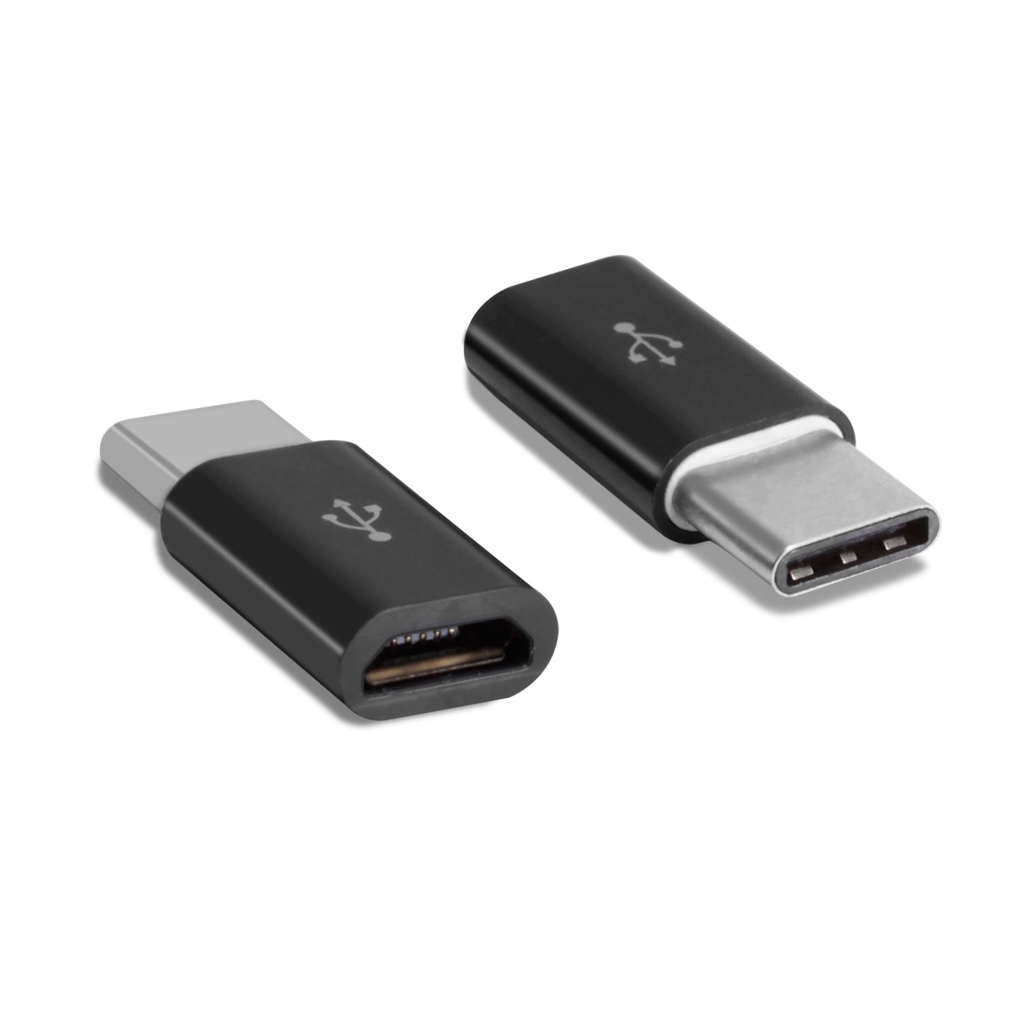 Adapteris iš microUSB į Type-C juodas