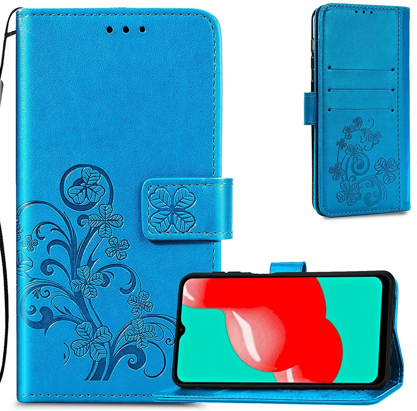Dėklas Flower Book Samsung A225 A22 4G mėlynas
