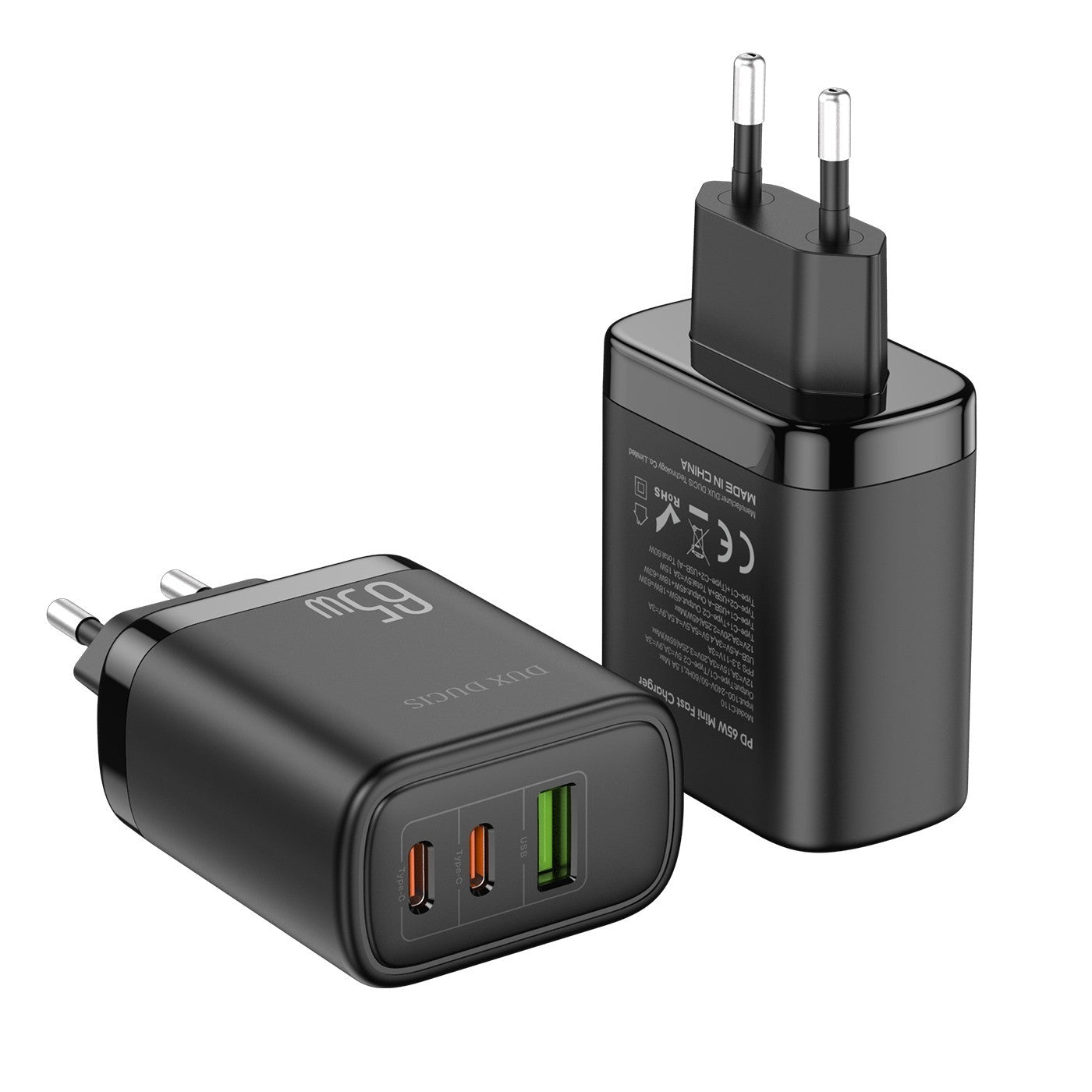 Įkroviklis Dux Ducis C110 2xPD + Quick Charge 3.0 juodas