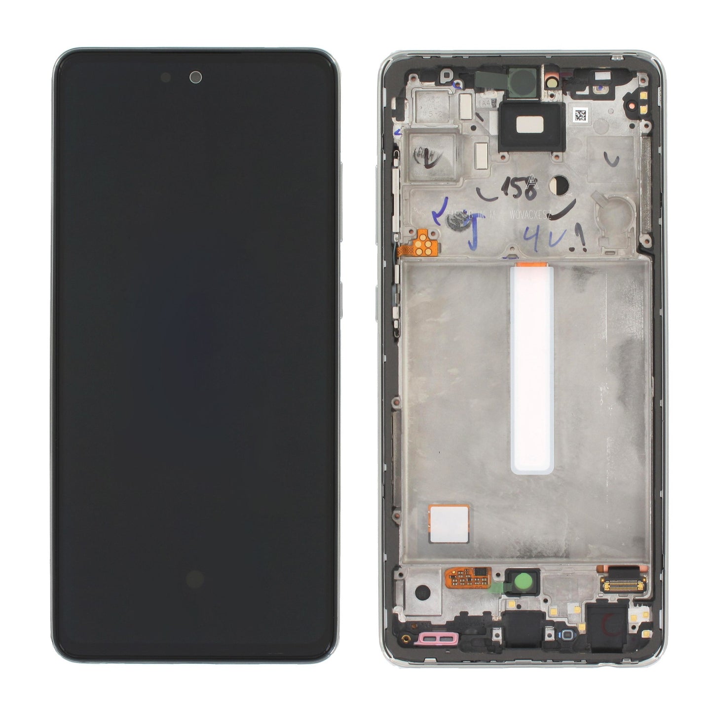 Ekranas Samsung A525 A52 4G/A526 A52 5G su lietimui jautriu stikliuku ir rėmeliu originalus Awesome White (service pack)