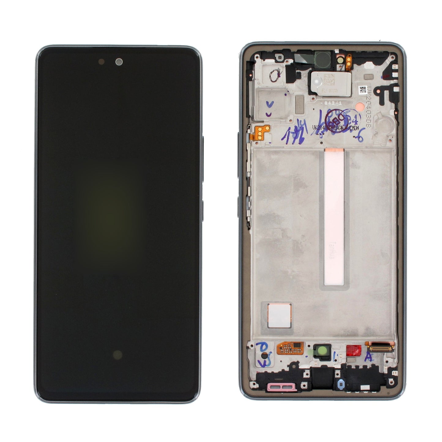 Ekranas Samsung A536 A53 5G su lietimui jautriu stikliuku ir rėmeliu originalus Awesome Black (service pack)