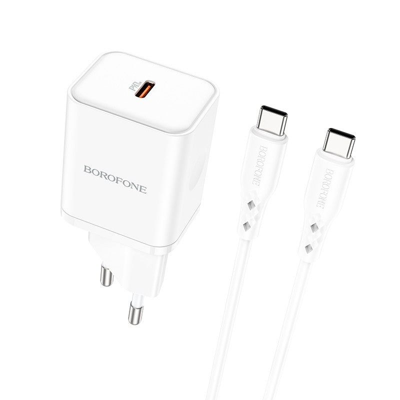 Įkroviklis Borofone BN6 Type-C PD+QC3.0 20W + Type-C, baltas