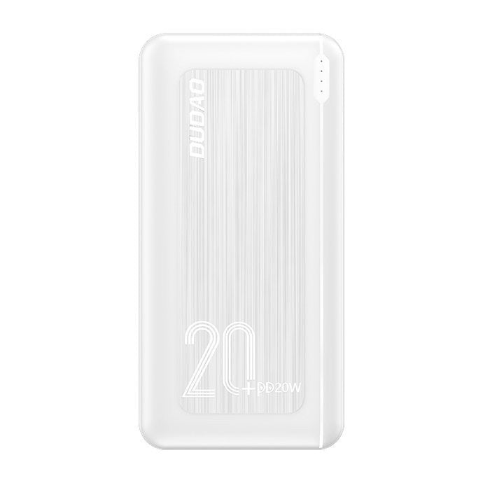 Išorinė baterija Power Bank Dudao K12PQ+ PD 20W QC 3.0 2xUSB-A/Type-C 20000mAh balta