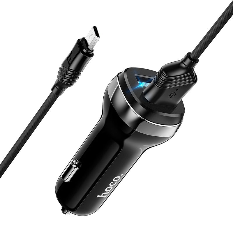 Automobilinis įkroviklis Hoco Z40 Superior Dual Port + MicroUSB juodas