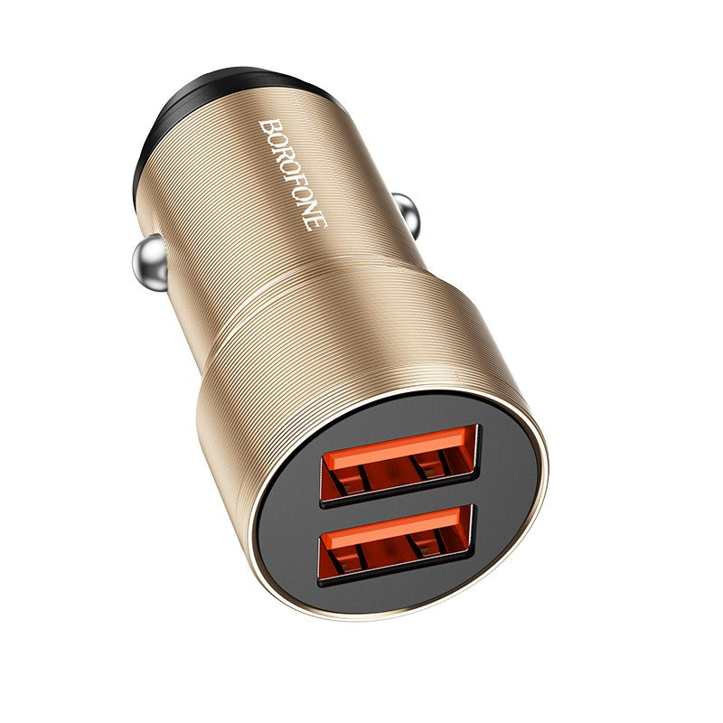 Automobilinis įkroviklis Borofone BZ19 Wisdom Dual Port auksinis