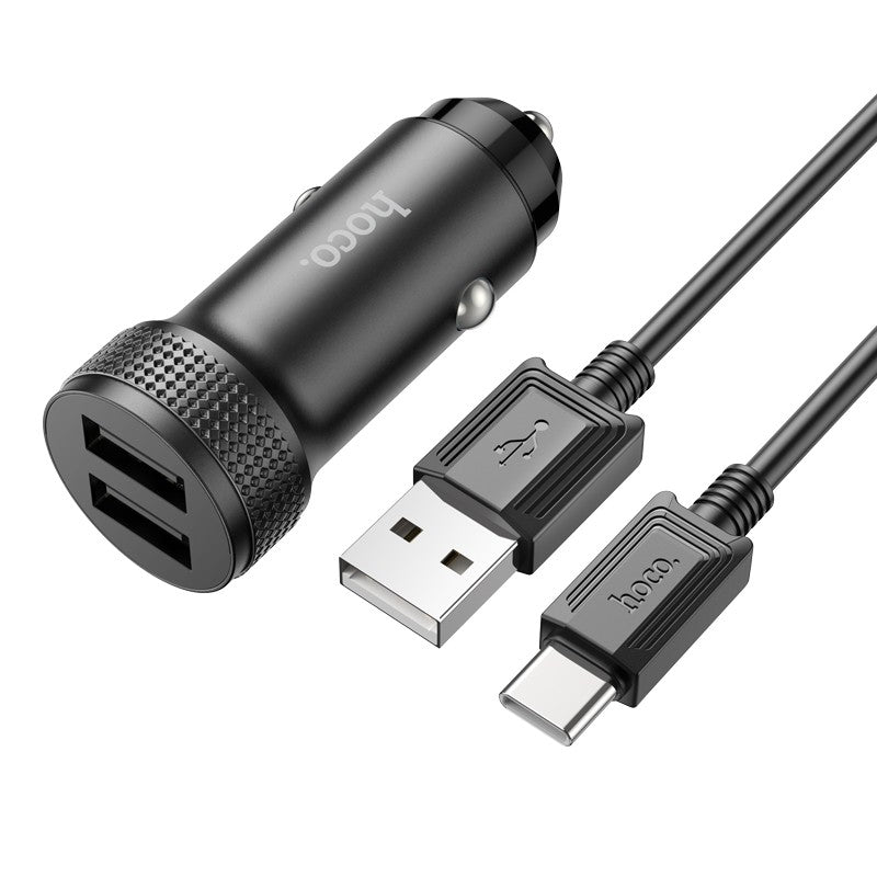 Automobilinis įkroviklis Hoco Z49 2xUSB-A + Type-C juodas