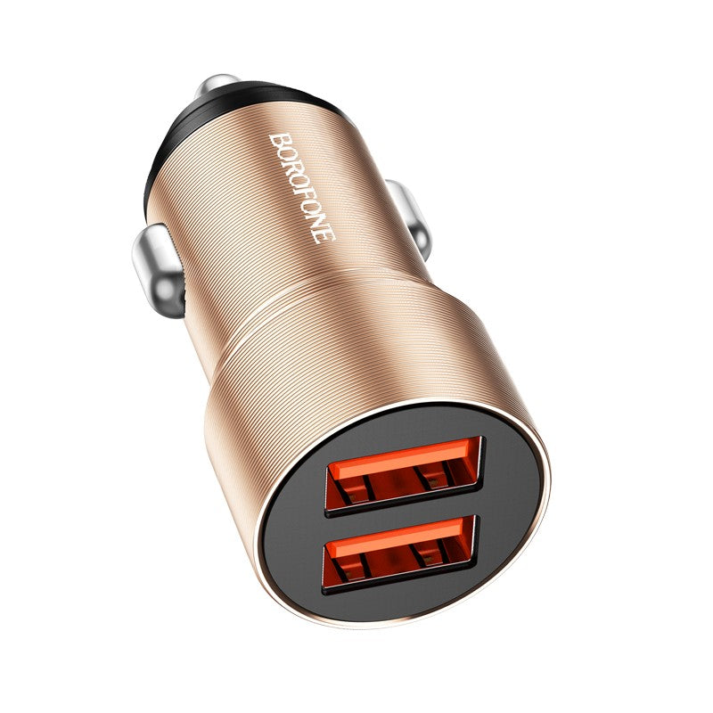 Automobilinis įkroviklis Borofone BZ19B 2xUSB-A QC3.0 36W auksinis