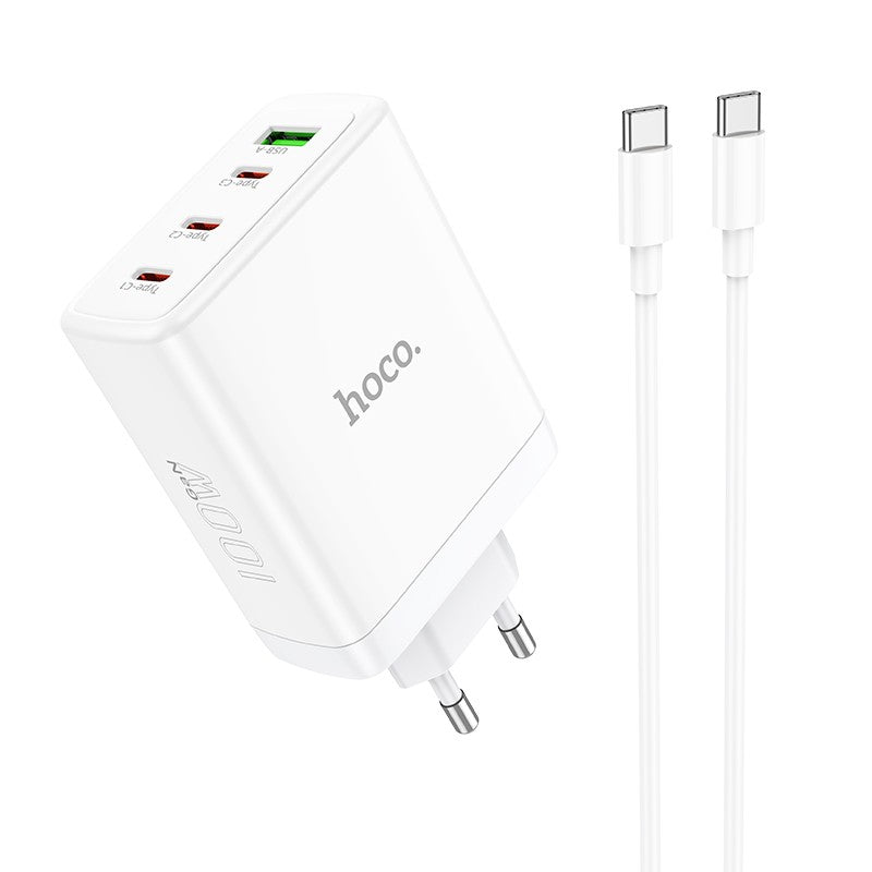 Įkroviklis Hoco N31 PD100W 3xType-C/1xUSB-A + Type-C baltas