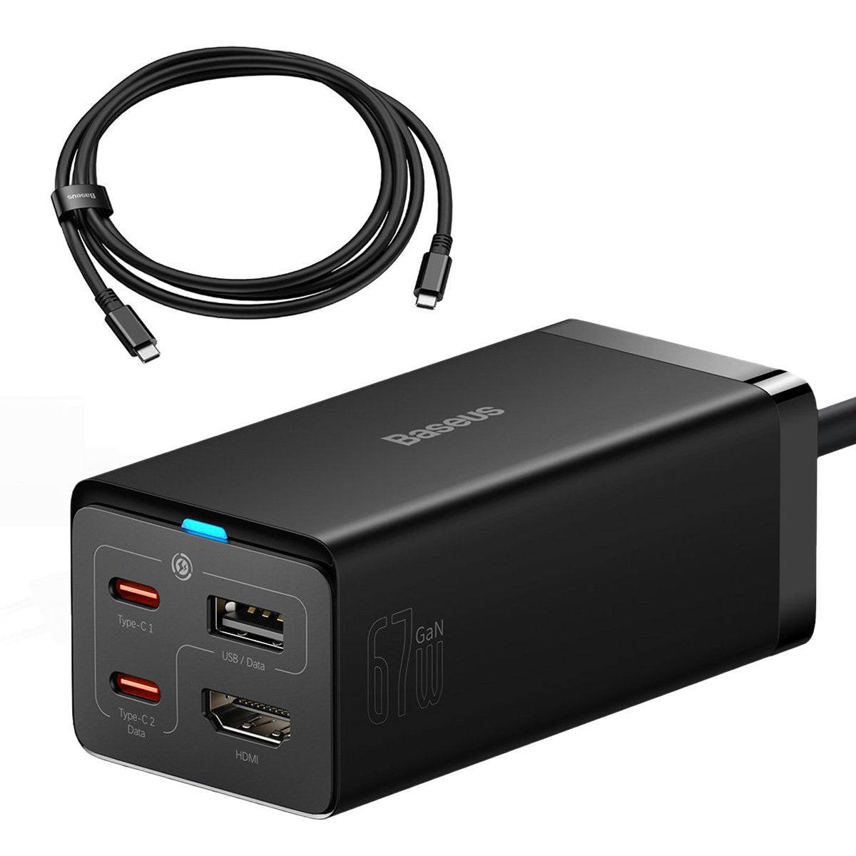 Įkroviklis Baseus GaN5 Pro 2xType-C/USB/HDMI 67W juodas CCGP110201