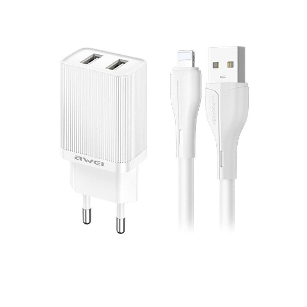 Įkroviklis Awei C15L-EU 2xUSB-A 10W + USB to Lightning cable baltas