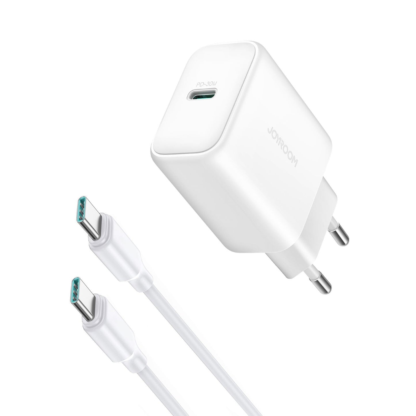 Įkroviklis Joyroom JR-TCF24 USB-C PD30W + USB-C to USB-C cable 1.0m baltas