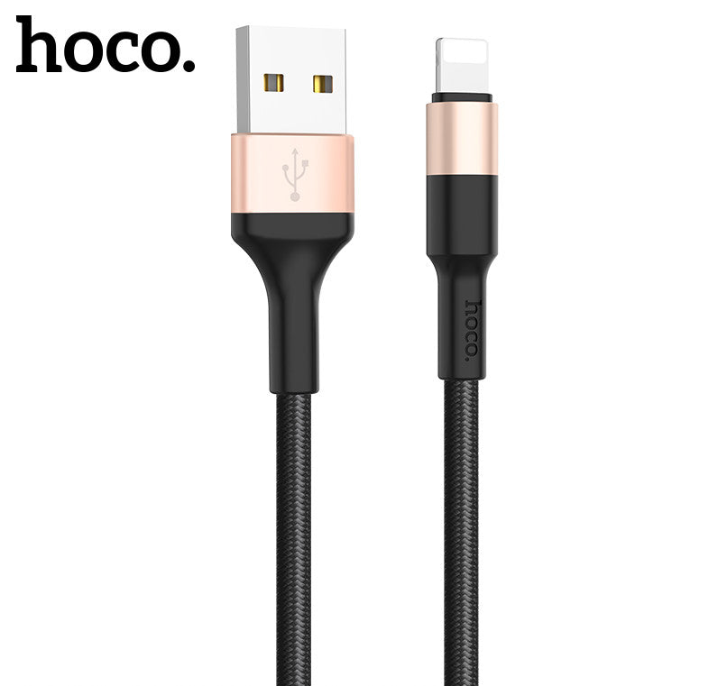 USB kabelis Hoco X26 Lightning 1.0m juodas-auksinis