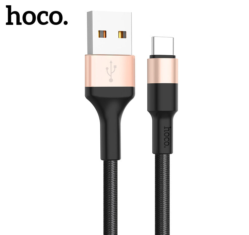 USB kabelis Hoco X26 Type-C 1.0m juodas-auksinis