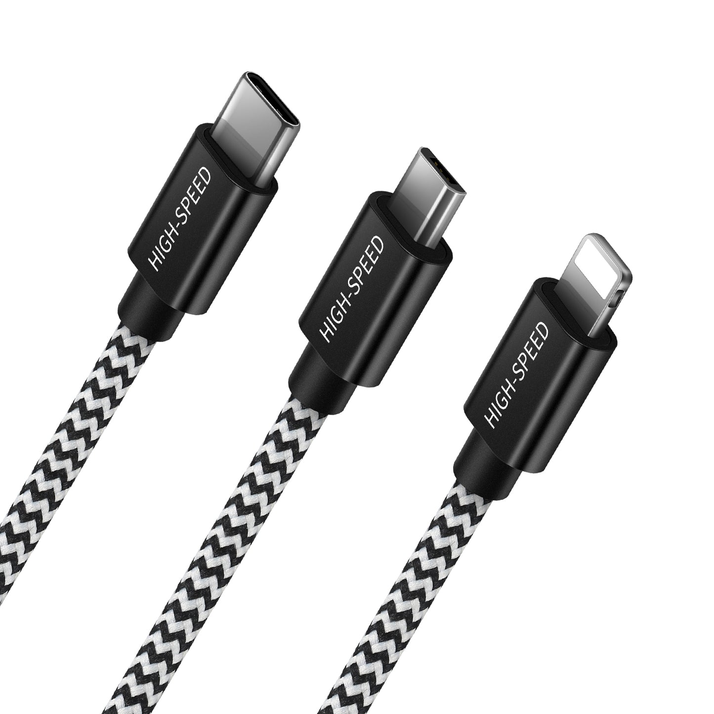 USB kabelis Dux Ducis K-ONE 3in1 microUSB-Lightning-Type-C FastCharging 1.2m
