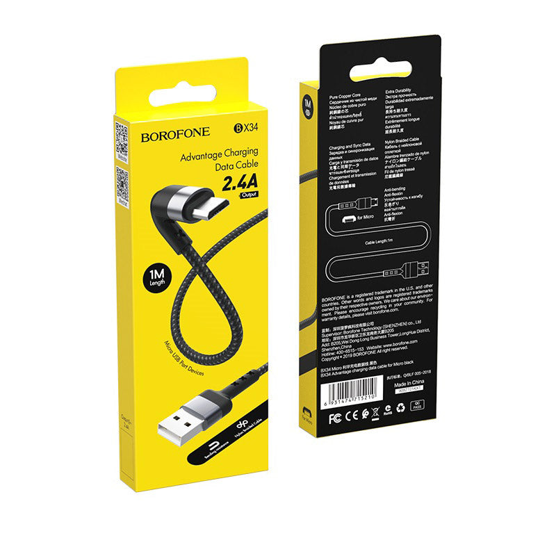 USB kabelis Borofone BX34 microUSB 1.0m juodas
