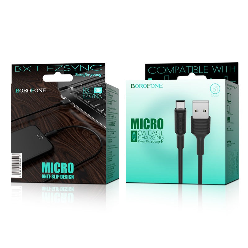 USB kabelis Borofone BX1 microUSB 1.0m juodas