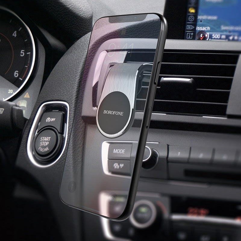 Automobilinis telefono laikiklis Borofone BH10, tvirtinamas ant ventiliacijos grotelių, magnetinis, juodas