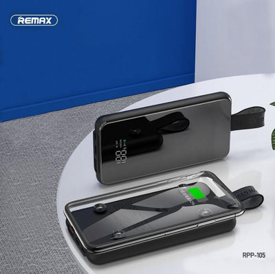 Išorinė baterija Power Bank Remax RPP-105 QC 3.0 10000mAh su belaidžiu įkrovimu juoda
