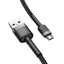 USB kabelis Baseus Cafule microUSB 1.0m 2.4A pilkas-juodas CAMKLF-BG1