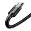 USB kabelis Baseus Cafule Type-C 2.0m 2.0A pilkas-juodas CATKLF-CG1