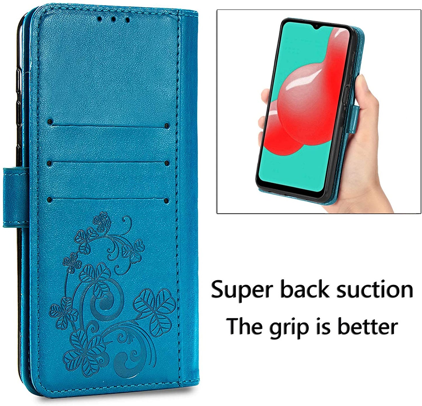 Dėklas Flower Book Samsung A225 A22 4G mėlynas