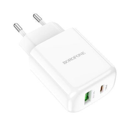 Įkroviklis Borofone BN4 1xUSB, 1xType-C QC 3.0, PD 2.0 20W, baltas
