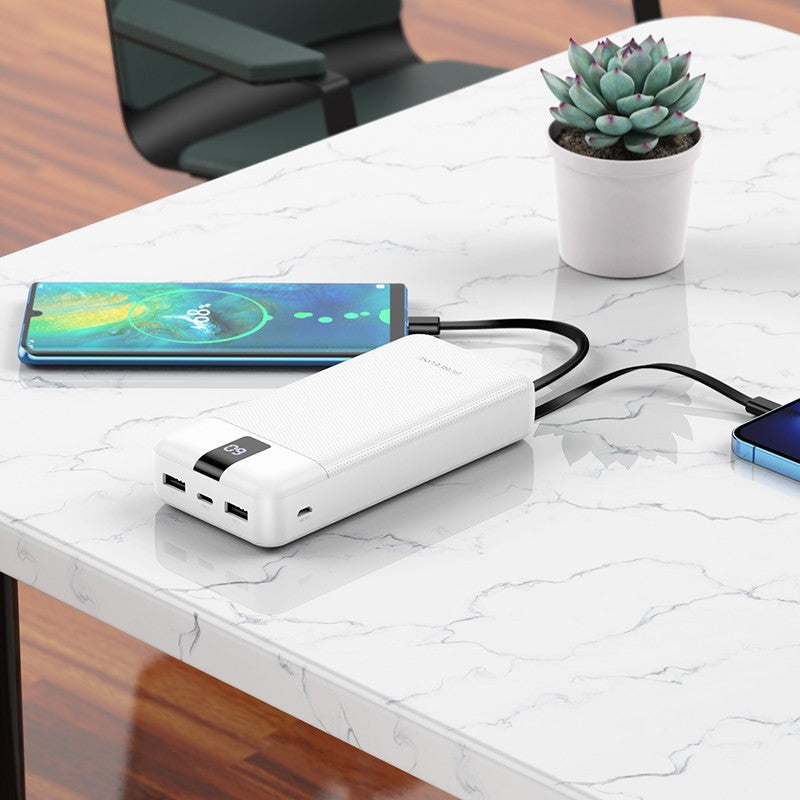 Išorinė baterija Power Bank Borofone BJ20A 5 Output 3 Input 20000mAh balta