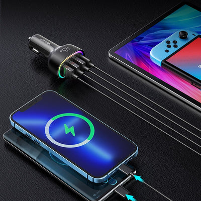 Automobilinis įkroviklis Joyroom JR-CL09 LED 4xUSB (PD, QC) 45W juodas