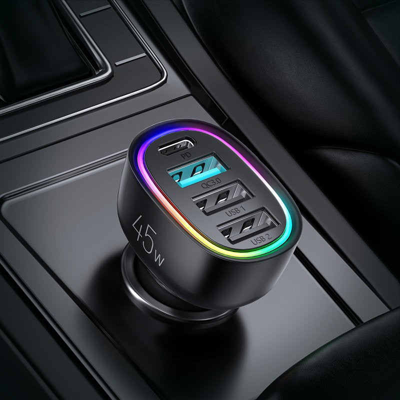 Automobilinis įkroviklis Joyroom JR-CL09 LED 4xUSB (PD, QC) 45W juodas