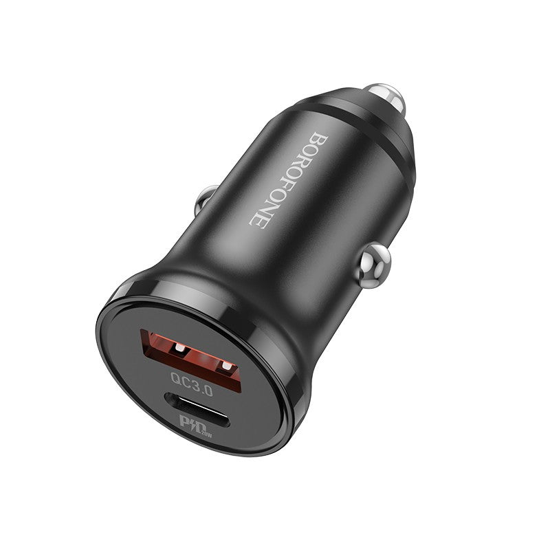 Automobilinis įkroviklis Borofone BZ18A USB-A/Type-C PD20W+QC3.0 juodas