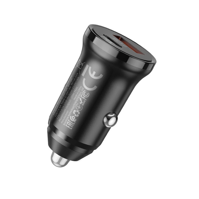 Automobilinis įkroviklis Borofone BZ18A USB-A/Type-C PD20W+QC3.0 juodas