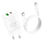 Įkroviklis Borofone BN7 Type-C 20W/USB-A 18W PD20W+QC3.0 + Type-C baltas